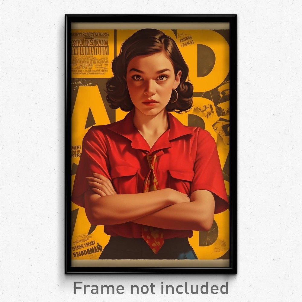 Mexican Movie Poster Art Print Featuring Paranoid Girl and Realistic Red Necktie