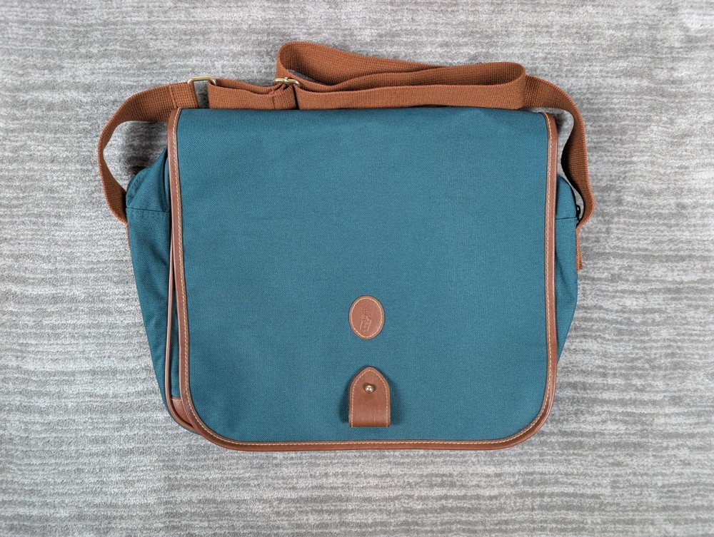 Vintage Polo Ralph Lauren Green Canvas Shoulder Laptop Bag