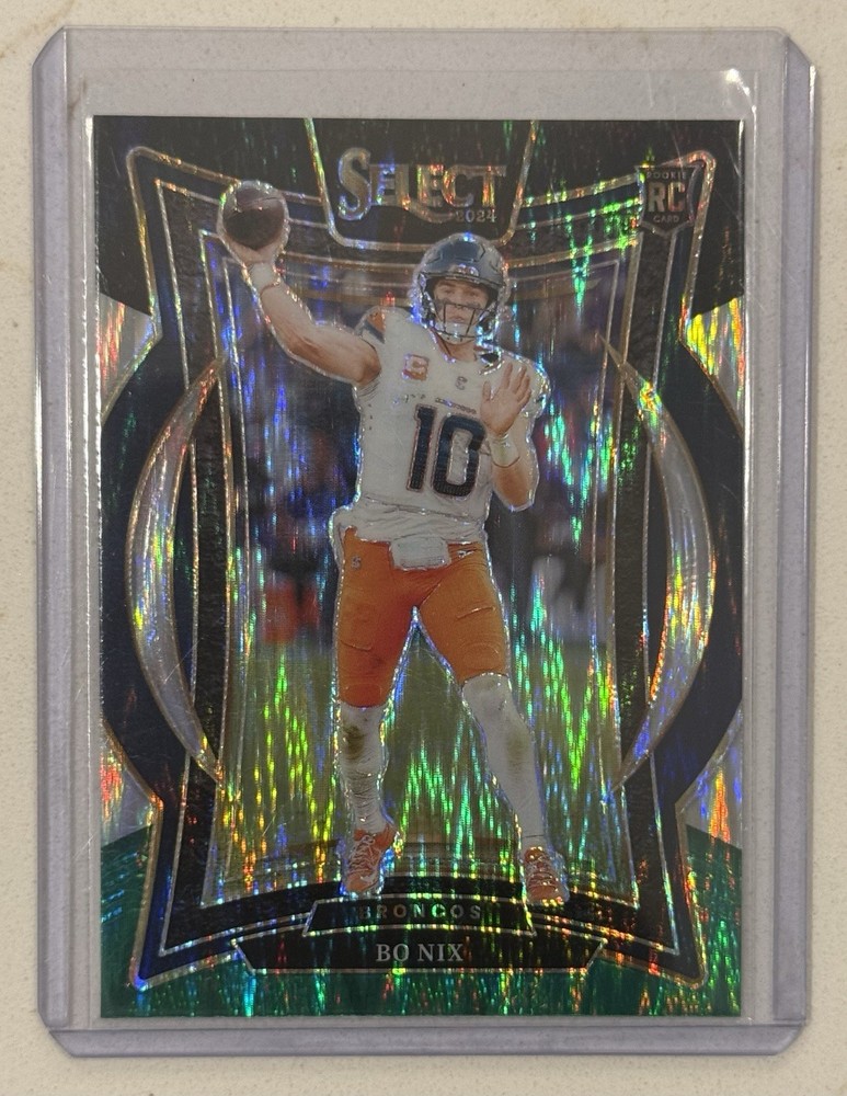 2024 Panini Select - Concourse Bo Nix #30 Black & Green Shock Prizm (RC)