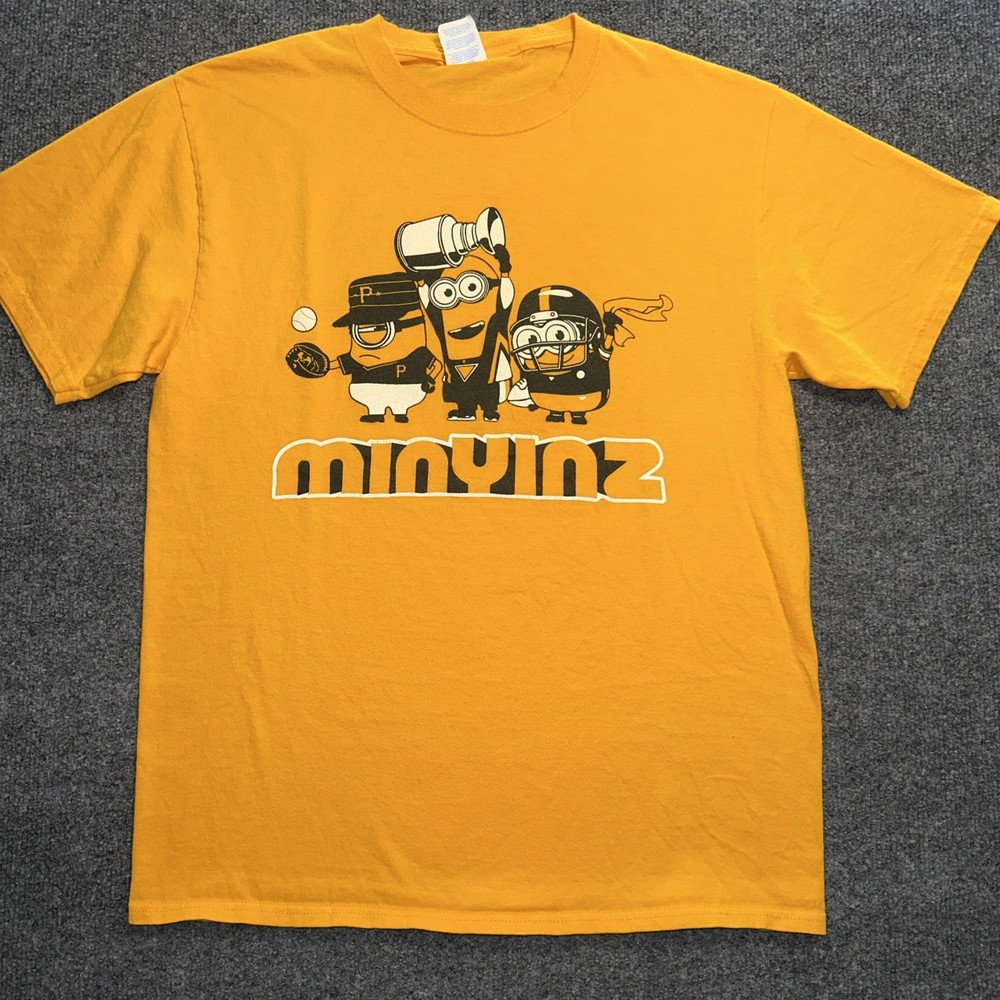 Steel City MinYinz Minions T-Shirt Pittsburgh Parody M Medium Orange Funny Tee