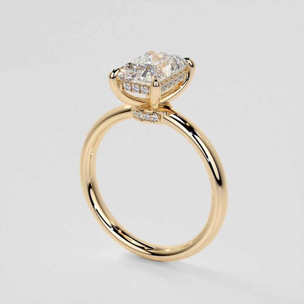 14k Gold Plated 2Ct Radiant Cut Moissanite Wedding Band for Women