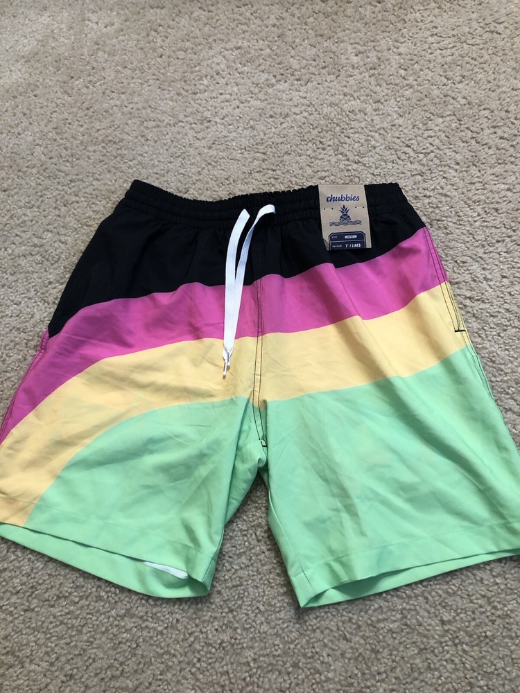 Chubbies The Neon Weekends 7” Swim Trunks  Lined Board Shorts Size Medium