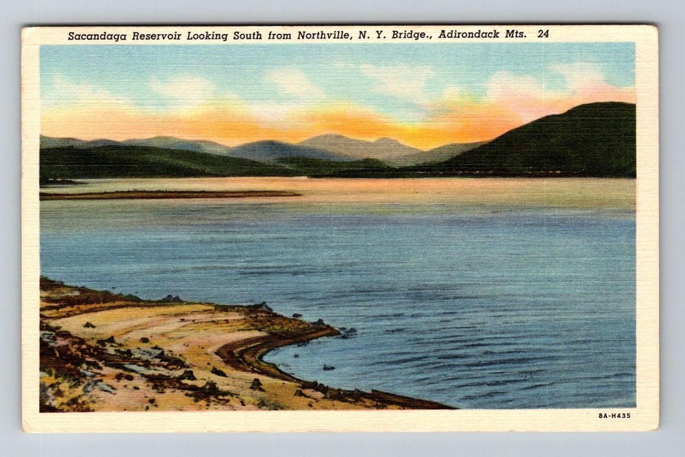 Northville, NY-New York, Sacandaga Reservoir Adirondack Sunset Vintage Postcard