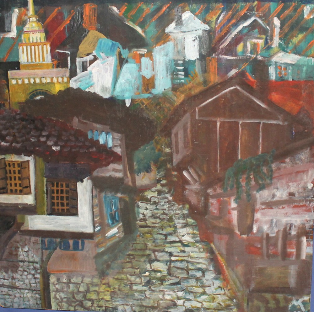 2003 Expressionist oil painting cityscape signed