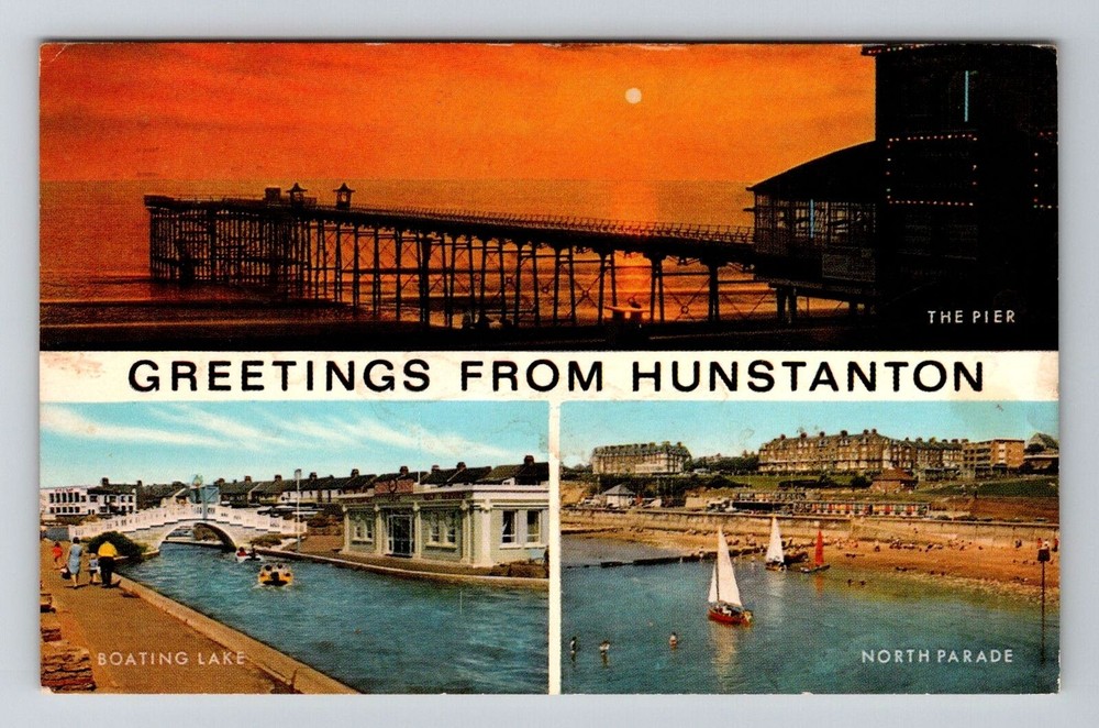 Norfolk-England, General Greetings Hunstanton, Tourist Sites, Vintage Postcard
