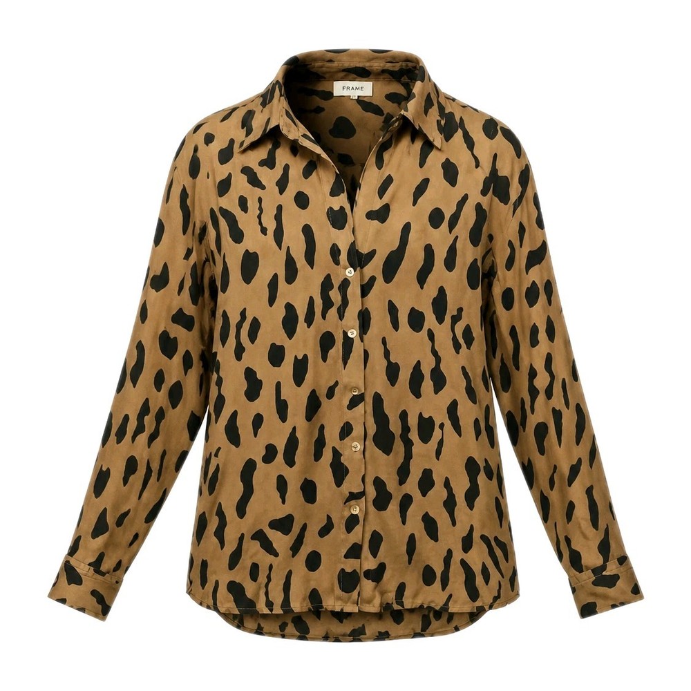 L'agence Nina Leopard Print Blouse S 100% Silk Luxury Mob Wife Designer READ!!!