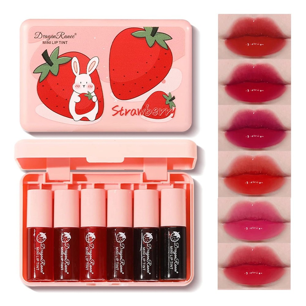 6 Colors Lip Tint Stain Mini Liquid Lipstick, Korean Lip Gloss Moisturizing Natu