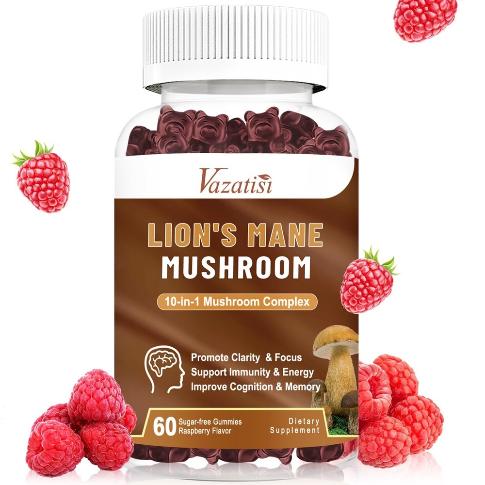 Organic Mushroom Gummies 10 Mushroom Complex 3300MG - Lions Mane Supplement w...