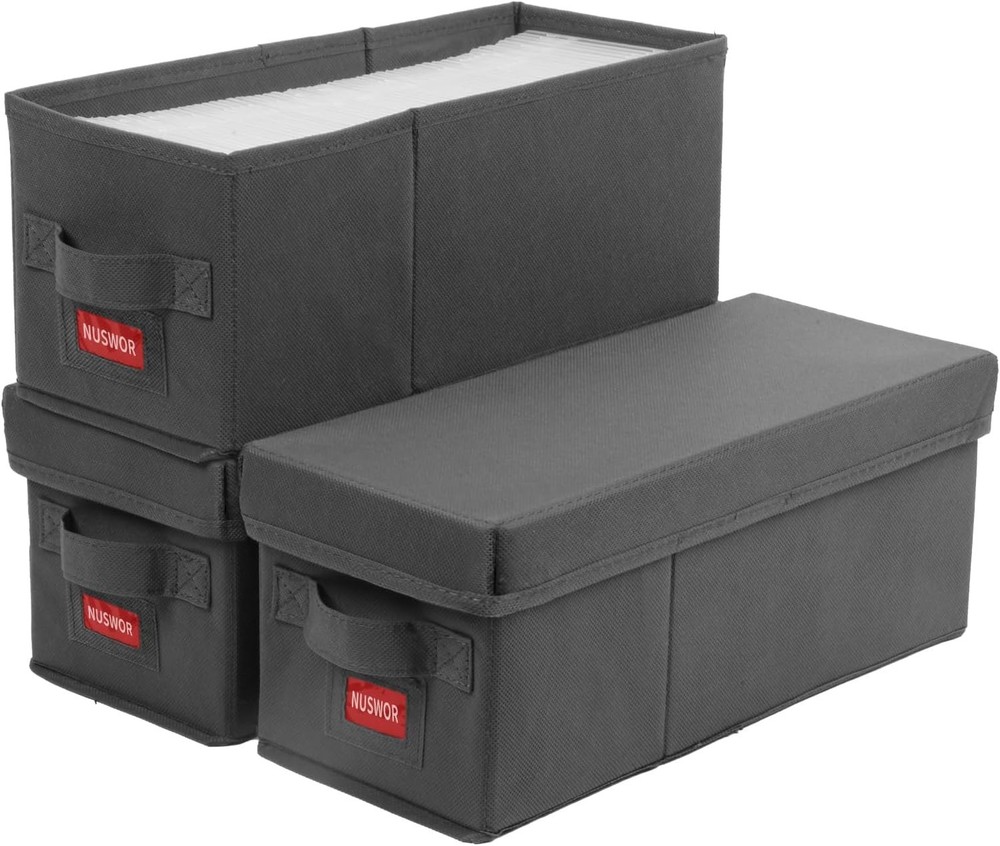 Premium Stackable CD Storage Box with Lid Holds 3 Packs