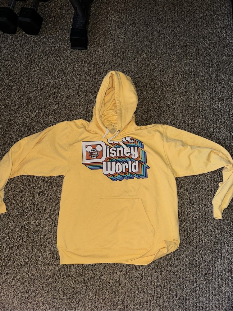 WALT DISNEY WORLD retro hoodie M pullover sweatshirt Rainbow Globe throwback 70s