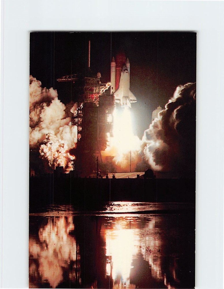 Postcard Challenger blasts off Kennedy Space Center Merritt Island Florida USA