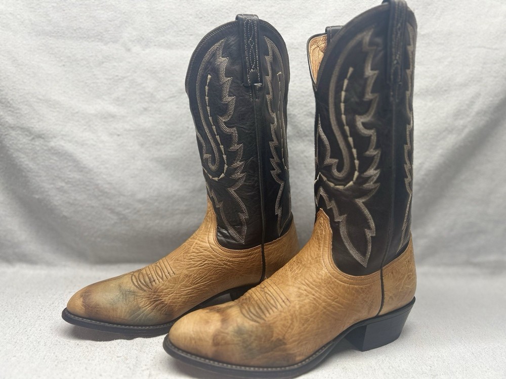 Lucchese 2000 Men's Tan Brown Leather Western Cowboy Boots