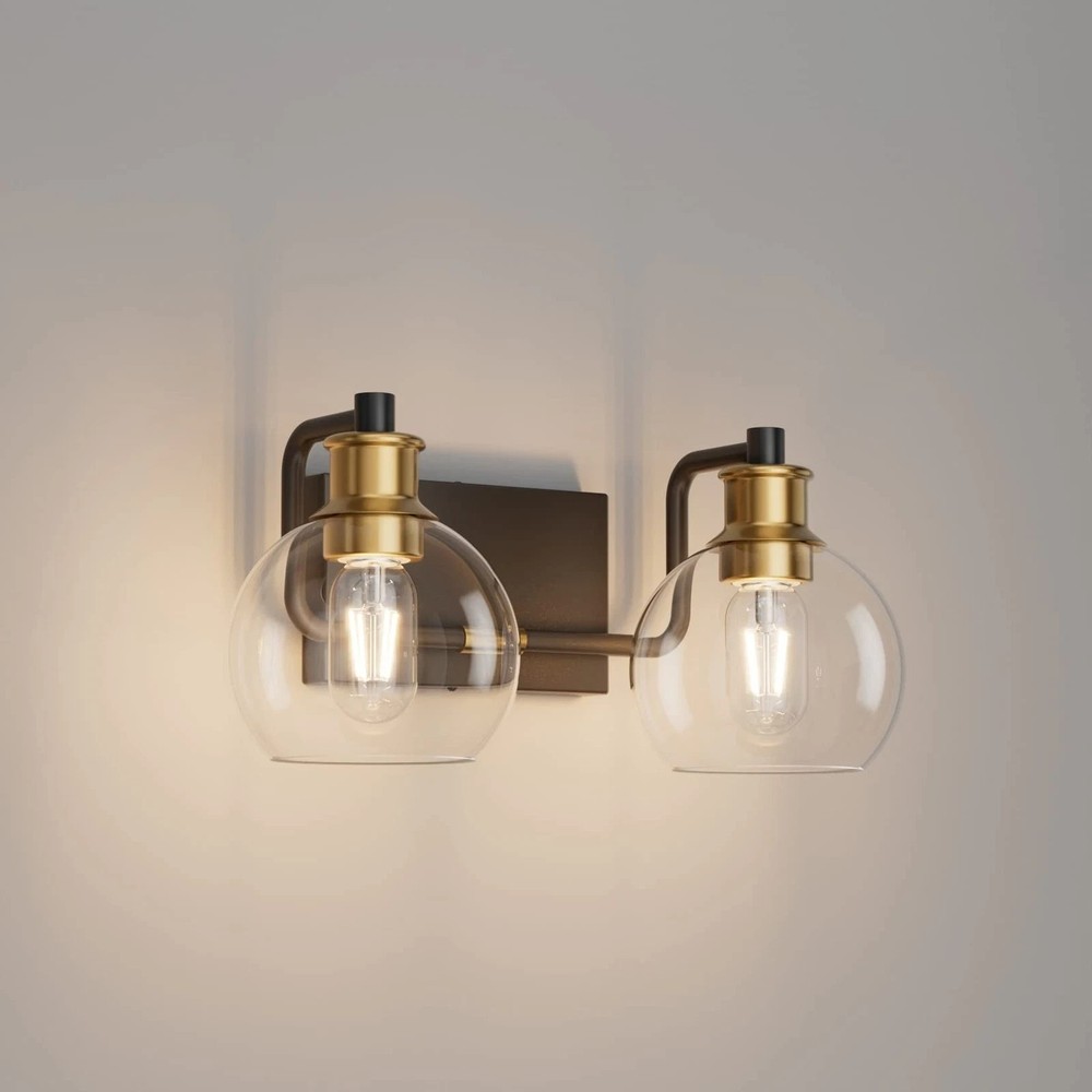 Tipace 2 Lights Vintage Bathroom Vanity Light Fixtures Over Mirror Black & Go...