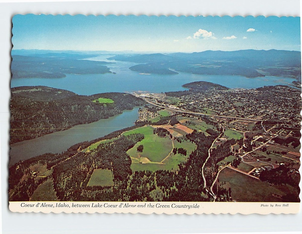 Postcard Glacial Cut Fernan Lake Flows Back and Forth Couer d Alene Idaho USA