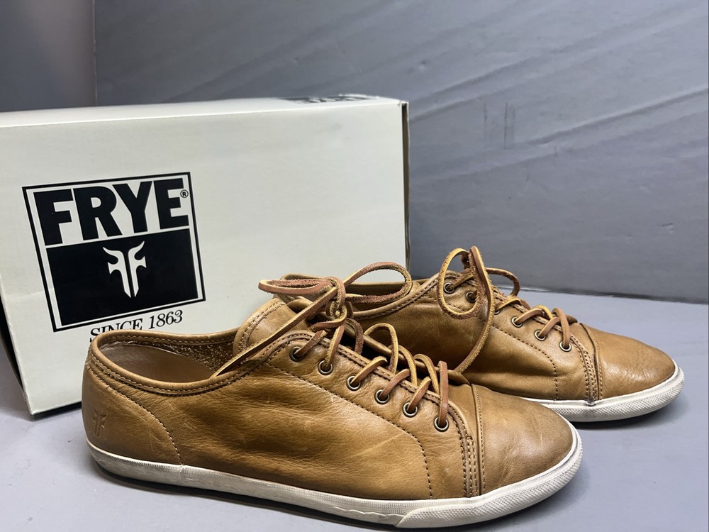 Frye Mindy Sneaker Shoes Womens 11M Brown Leather Low Lace Up Casual
