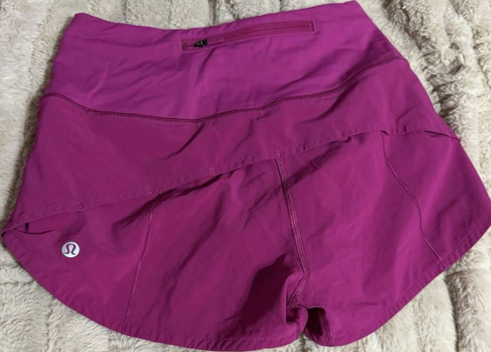 Lululemon Women’s Purple Athletic Running Shorts Stretch Pocket Zip Regular