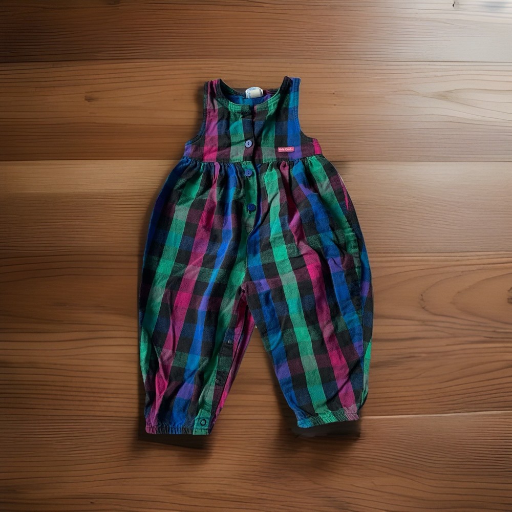 oshkosh bgosh Baby Bgosh Plaid Girls Romper Overalls 24 Months USA Gr1