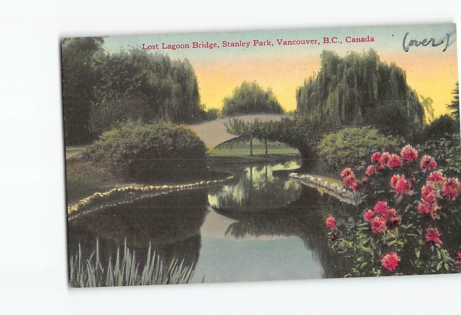 Postcard Lost Lagoon Bridge Stanley Park Vancouver BC Canada