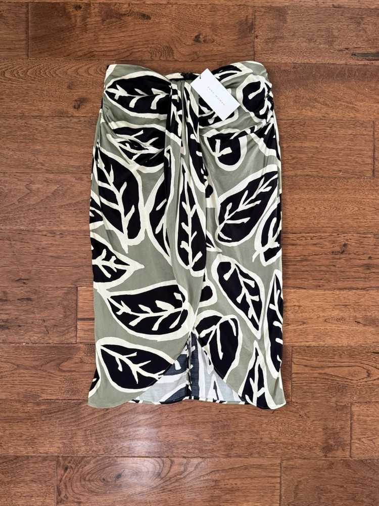 Zara Woman Tropical Midi Skirt Small Pencil Wrap Style Aloha Hawaii S