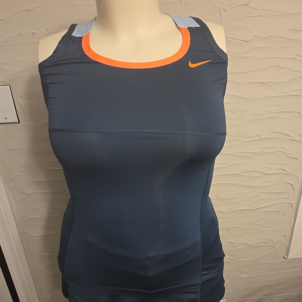 Nike Dri-FIT Tennis Women's Stretch Breathable Tank Top Blue/Orange Size M