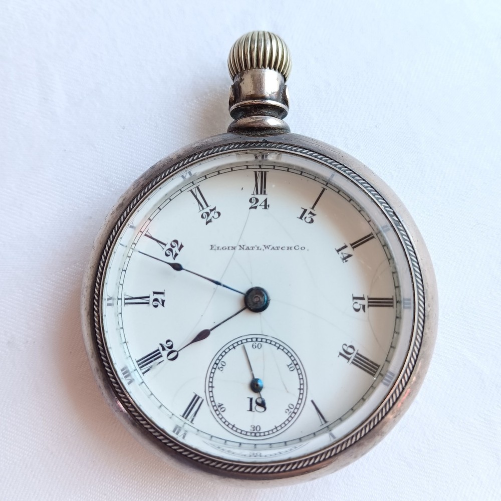 Elgin Nat'l Watch Co Pocket Watch Coin Silver Railroad Heavy *NOT WORKING*