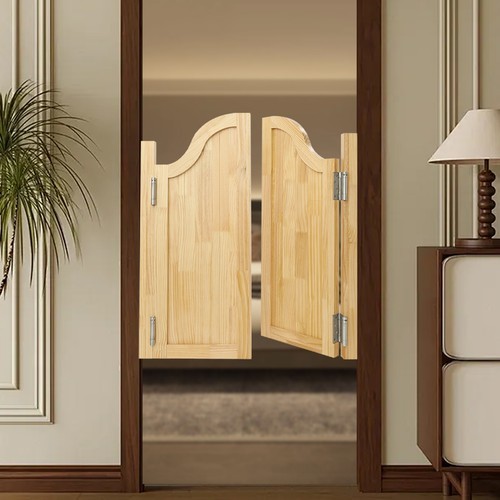 Log Color Swing Solid Wood Door, Partition Door for Shop Entrance Partition