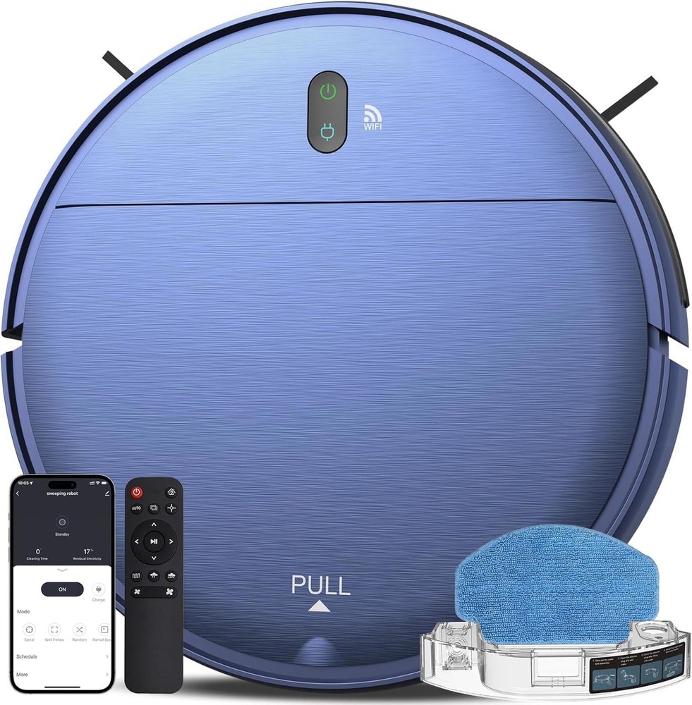 ZCWA WiFi Robot Vacuum and Mop Combo with Remote & App Control – Open Box