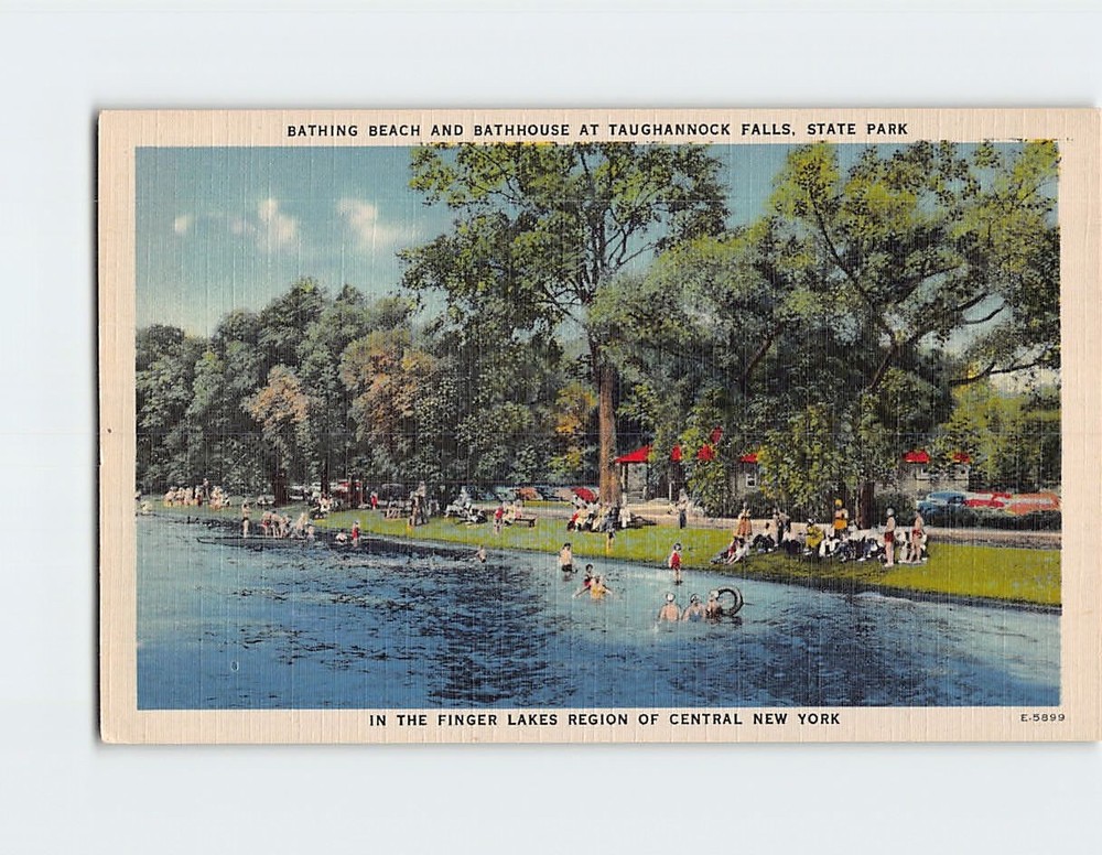 Postcard Bathing Beach and Bathhouse at Taughannock Falls State Park New York