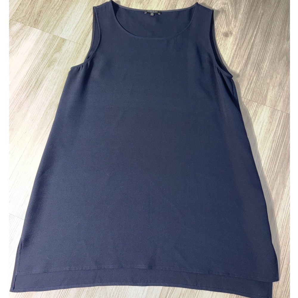 Lafayette 148 New York Navy Blue 100% Silk Sleeveless Shell Top Tank Medium