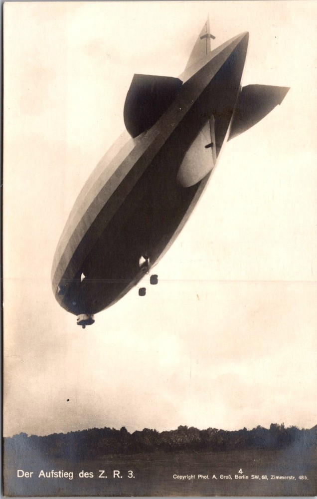 Mint 1928 USA USS Los Angeles ZR3 Zeppelin  Flying Aviation RPPC Postcard