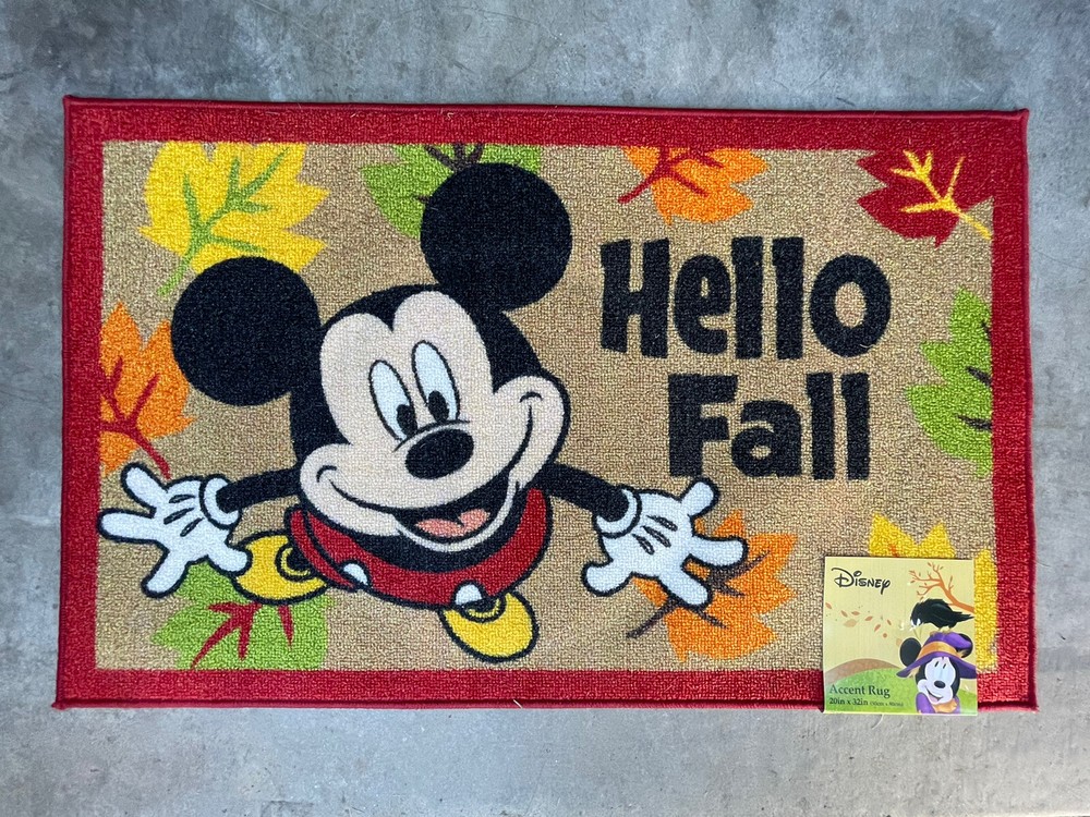 Disney Mickey Mouse Hello Fall Accent Rug 20x32 Inches Seasonal Decor