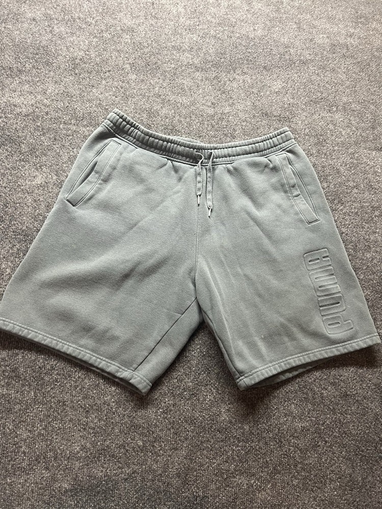PUMA Men's Blue/Gray Athletic Shorts L Drawstring Elastic Waist Pockets