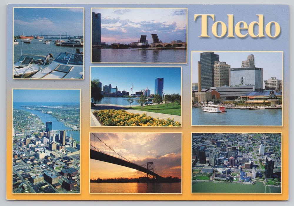 Toledo Ohio, Maumee River Waterfront, Multiview, Vintage Postcard