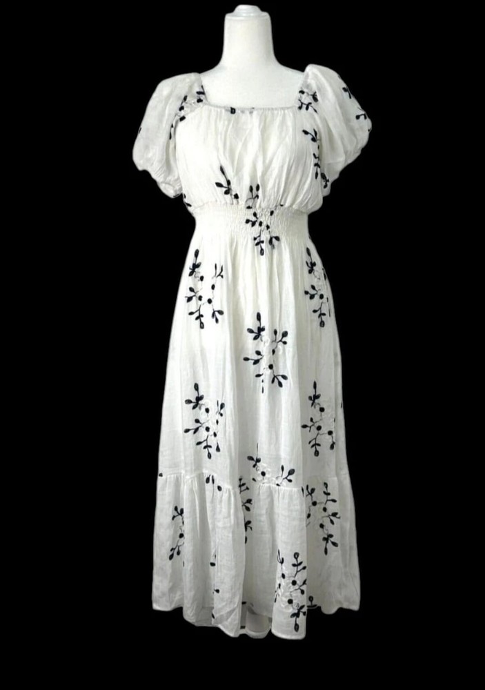 NWT Kindred Antropology Women's White Embroidery Long Dress Size-2X