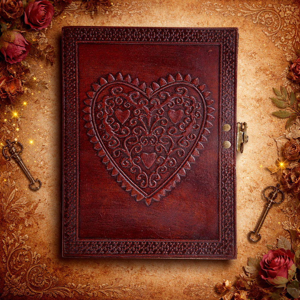Handmade Leather Journal 6x8 Unlined Rustic Boho Antique Lock Diary 200 Pages