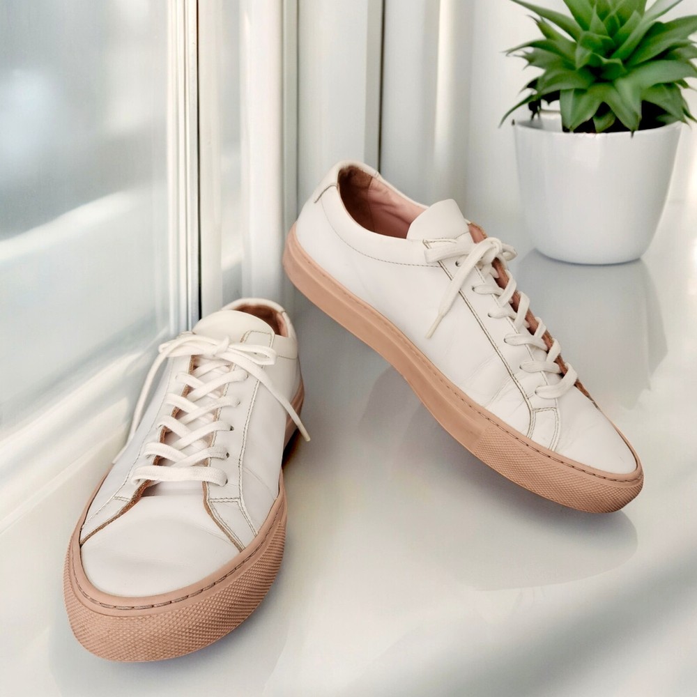 Woman Common Projects Achilles Low Women's SZ 9 White Pink Blush Leather Sneaker-image