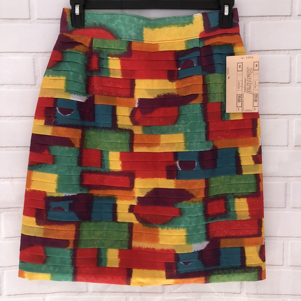 Vintage Kendzia Colorful Abstract Pencil Skirt Womens Size 44 D/NL Germany New-image