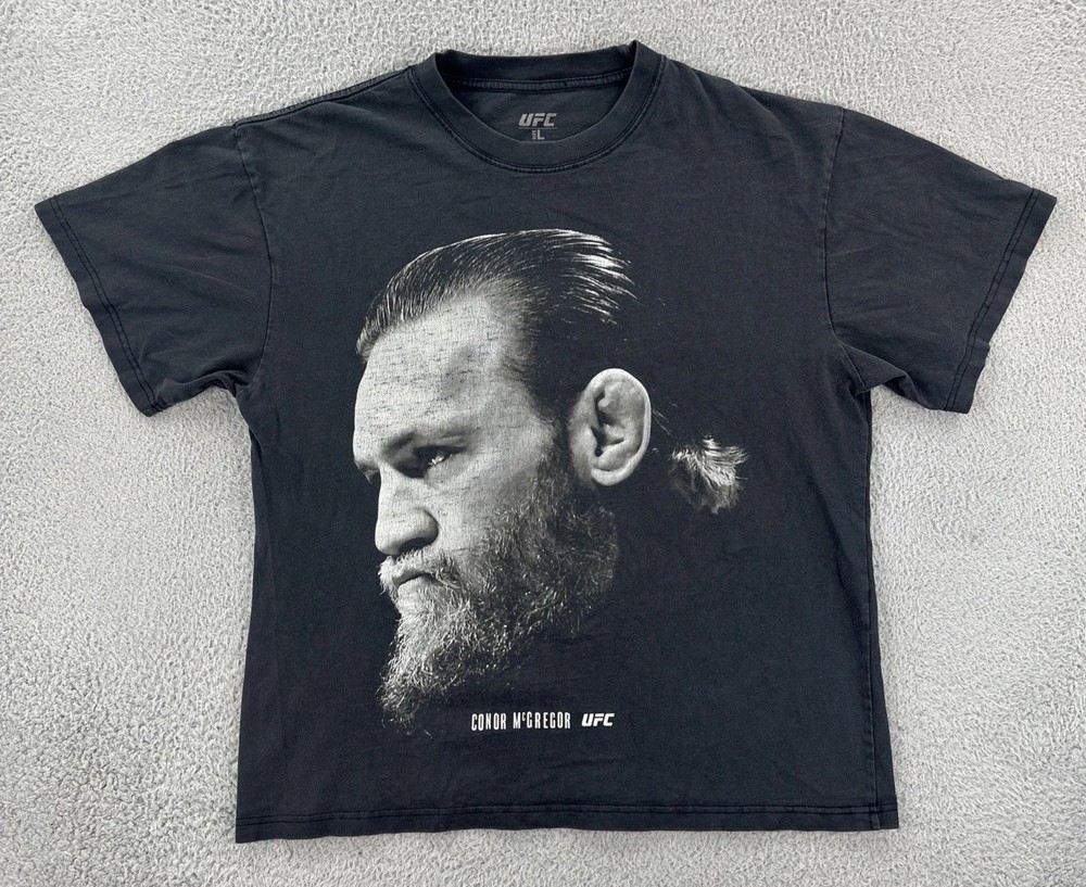 UFC Connor McGregor Mens Large Black Short Sleeve Graphic Print T Shirt EUC