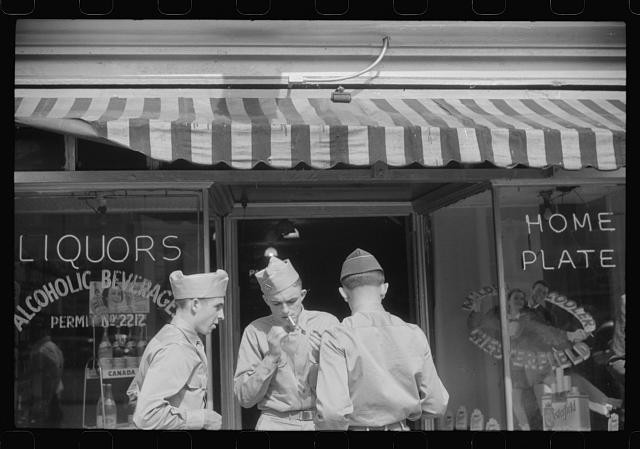Columbus Georgia Fort Benning Soldiers 1941 Street Scene Liquors Store