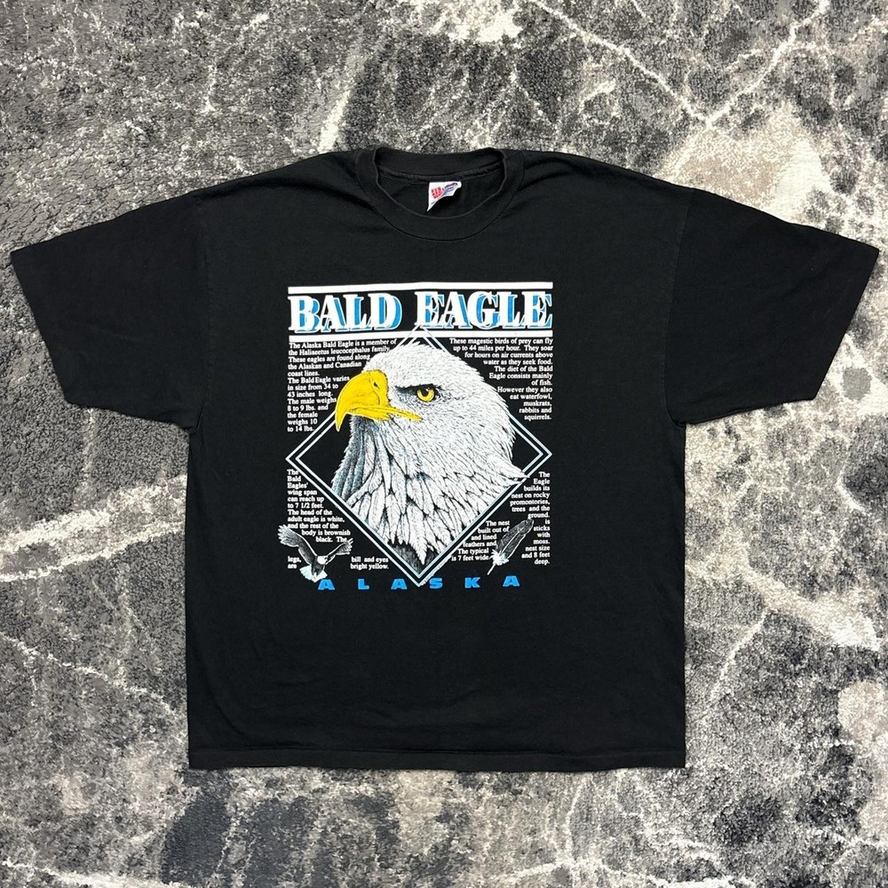 Vintage Nature Shirt Mens XL 90s Single Stitch Eagle Hawk Birds Animals