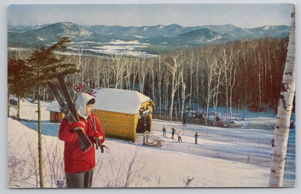 Whiteface Mt Ski Center Wilmington NY Vintage Postcard T-Bar Lift Kodachrome