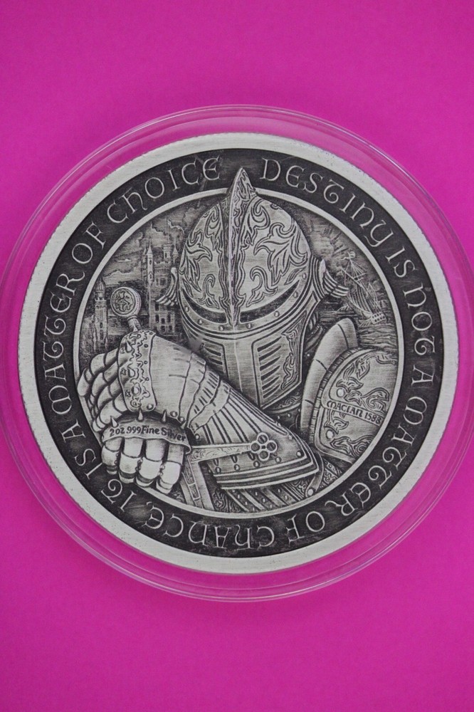 Antiqued Chance Is A Dagger Of Choice 2 Ounce .999 Fine Silver Medal 6039