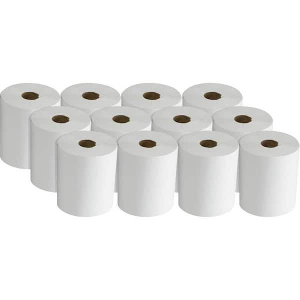 Eco-Friendly 600 ft White Recycled Paper Towel Roll 12-Pack