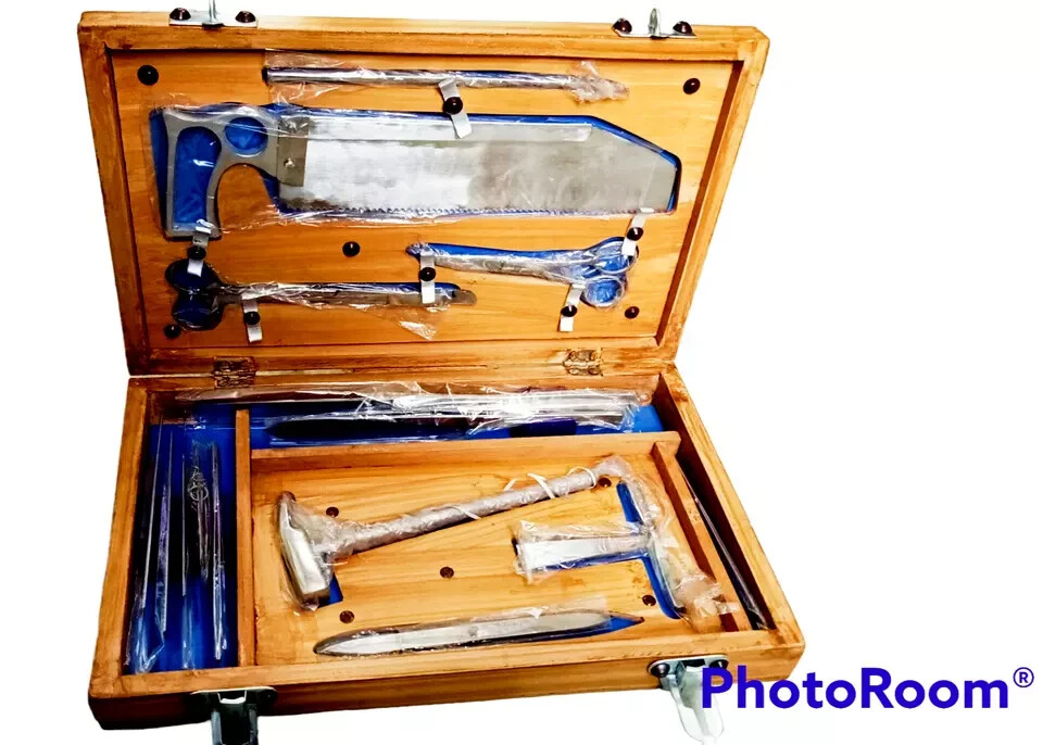 Post Mortem Instrument Set / Autopsy / Dissection Kit Anatomy 19Pcs Wooden Box