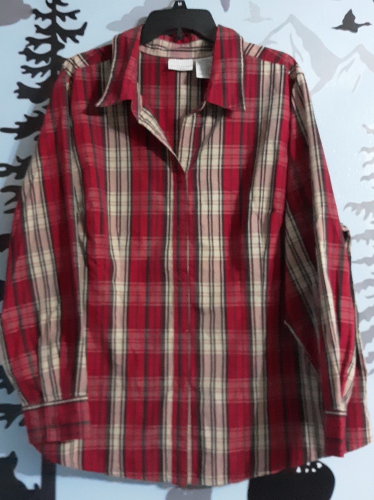 Woman’s White Stag Long Sleeve/ Button Up Red Summer Shirt Too.sz 3x