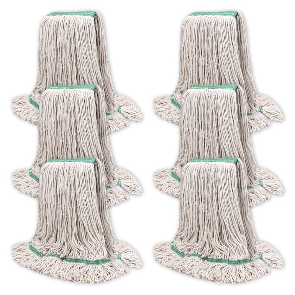 Commercial Heavy Duty Mop Heads Replacement: 6 Packs 20oz Industrial Wet Mop ...