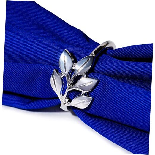 Juego de anillos de servilleta de hojas - Decoración del hogar para servilletas de tela - Elegante plata 20