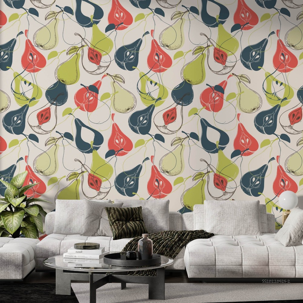 3D Hand Drawn Pears Fruit Pattern Wall Murals Wallpaper Murals Wall Sticker