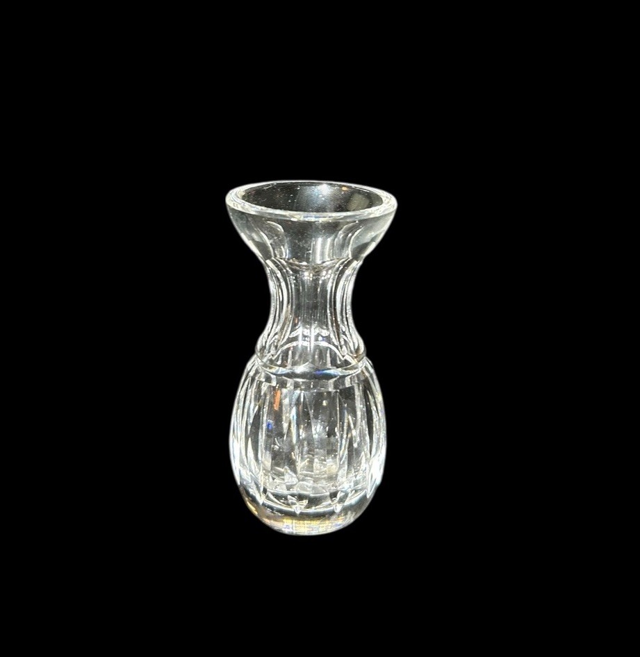 Vintage Waterford Crystal 4 Inch Round Violet Posy Bud Vase Signed