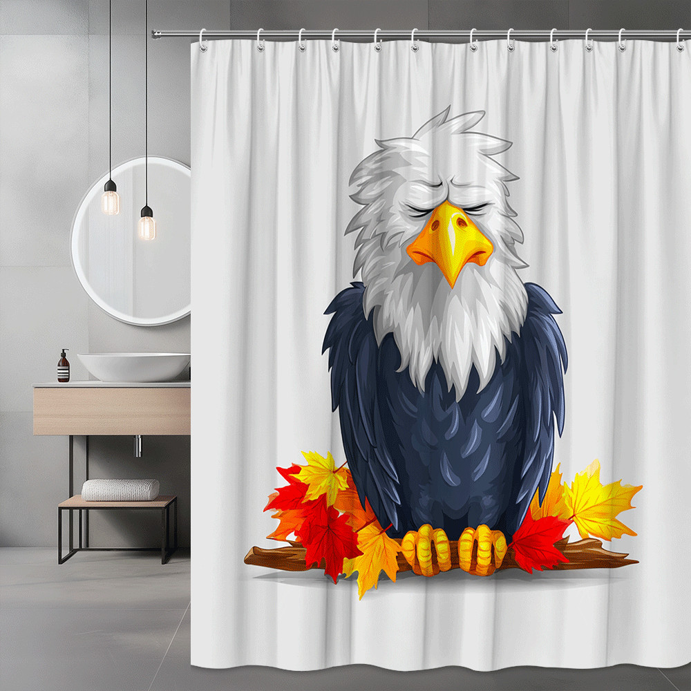 Eagle Shower Curtain Fall Leaves Bird Graphic